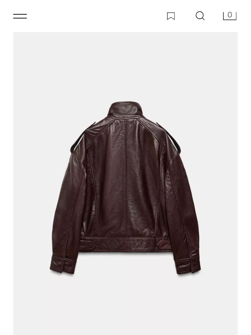 Zara Men Burgundy Leather Bomber Jacket - Picture 6 of 9